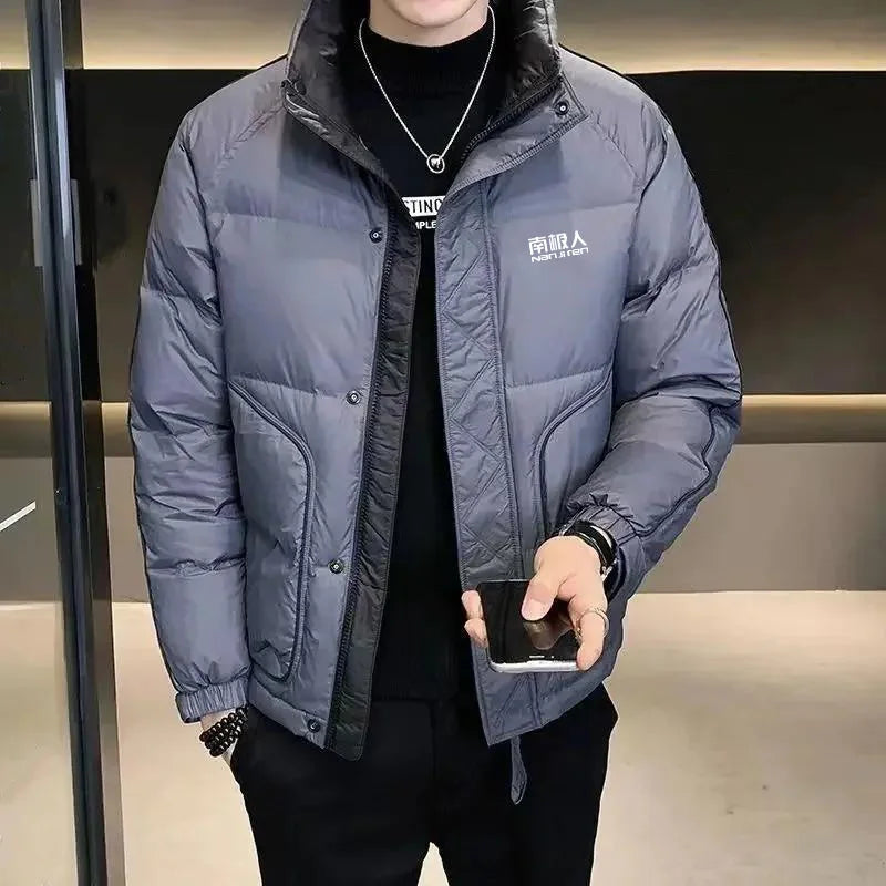 Nanjiren Winter Coat Short Frivolous Loose Parkas Stand Collar New Men Down Jacket Warm Trend Outwear Leisure Handsome Overcoat
