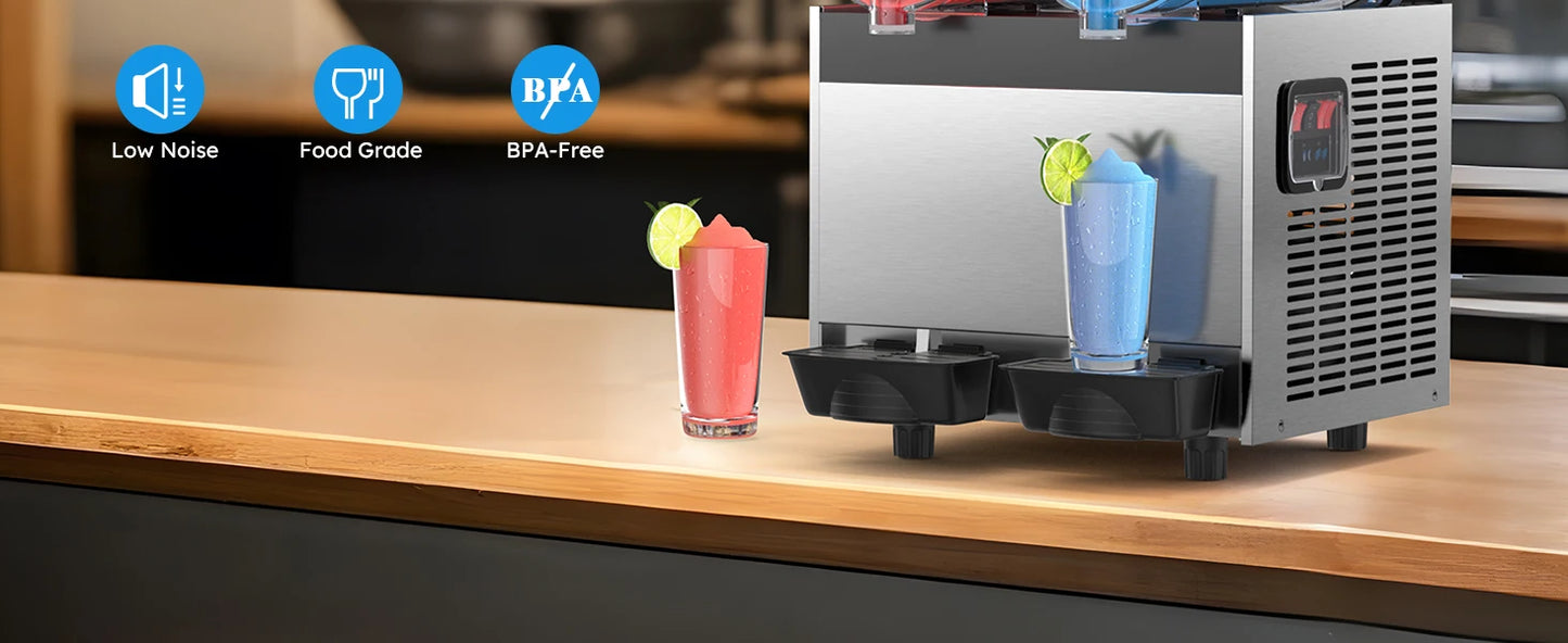 Commercial Slushie Machine 8Gal / 30L 2-Flavor Margarita Frozen Drink Maker Smoothie Maker 110V Kitchen Freezing Appliance