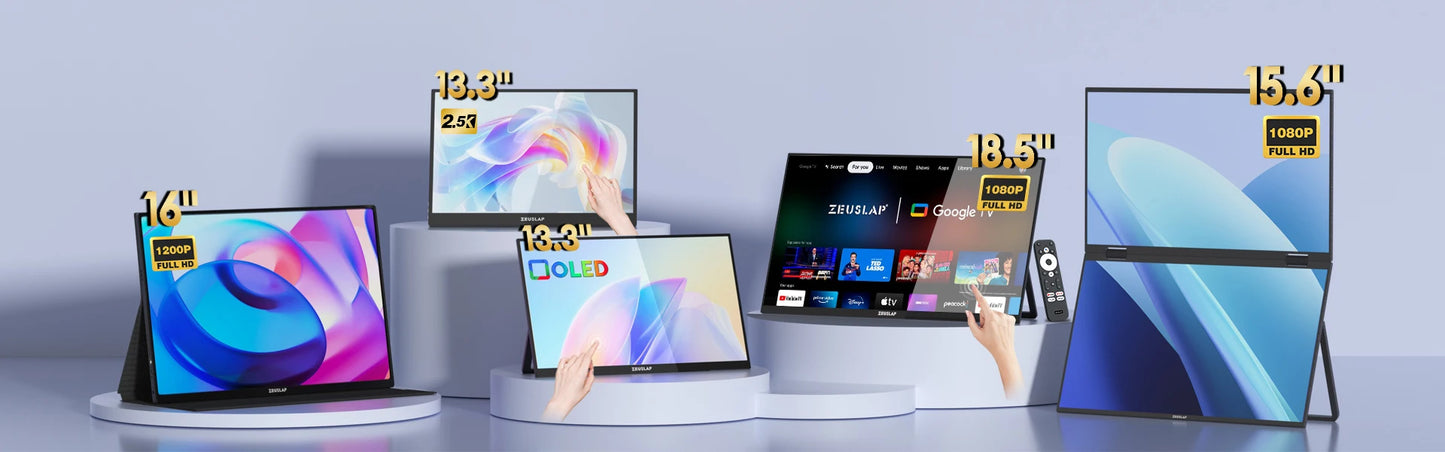 ZEUSLAP 16" 2.5K 144hz Portable Monitor 2560*1600 16:10 100%sRGB 500Cd/m² Travel Gaming Display for Laptop Switch ps4 ps5 Xbox
