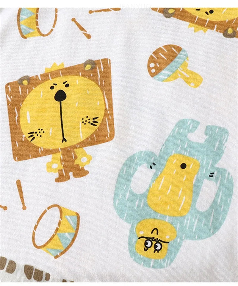 Cute Baby Cartoon Jumpsuit Summer Short Sleeved Thin Cotton Newborn Infant Clothing Bodysuit Boys Girls Crawling Clothes Rompers