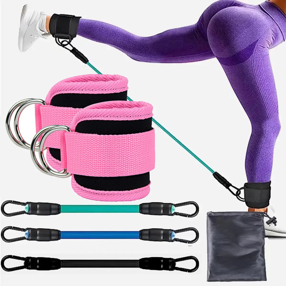 TPE Resistance Bands Ankle Straps Fitness Set D-Ring Support Ankle Cuffs Yoga Gym Equipment Guard Leg Strength Safety Extensions