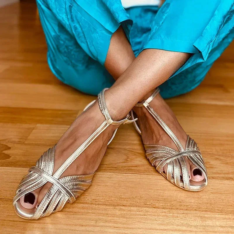 Beige Heeled Sandals Fashion Womens Shoes 2025 Buckle Open Toe Large Size Black Luxury New Low Comfort Peep Flat Big Summer