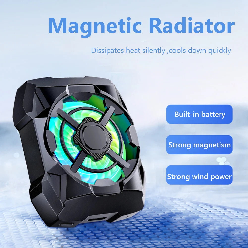 Portable Phone Cooler Rechargeable 3 Speeds Adjustable Mobile Phone Radiator Wireless Magnetic for Playing Games Watching Videos