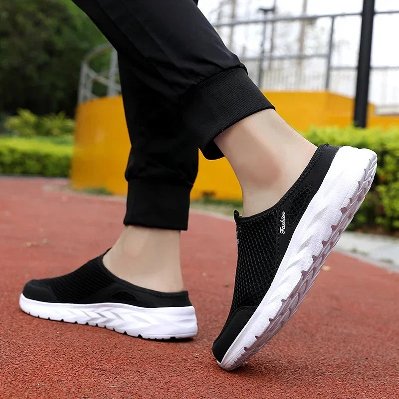MAEDEF Half Slippers Outdoor High Quality Anti-slip Men Leisure Shoes Mesh Breathable Soft Comfortable Flat-bottomed Slippers