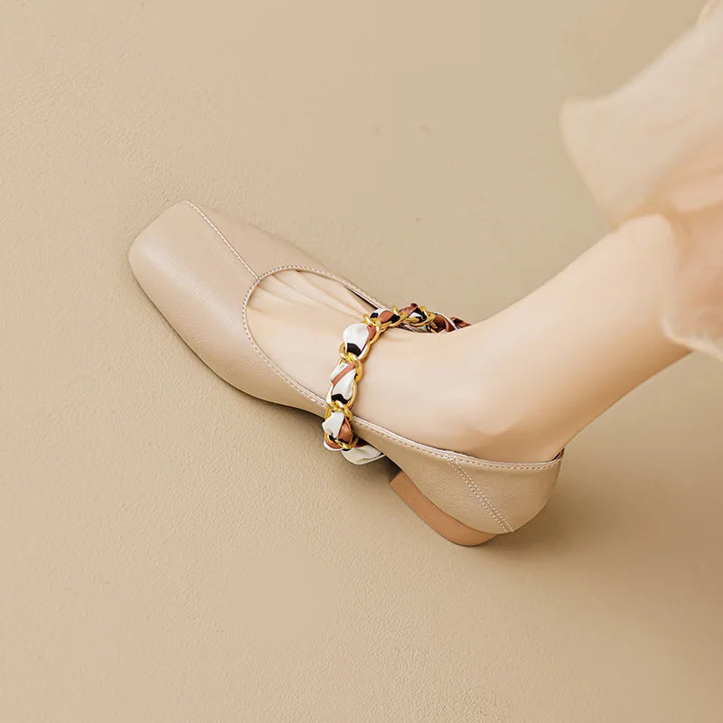 2023 spring and autumn women's shoes High heel Korean style fashion pearl design career and party wear Ladies Casual Mary Jane