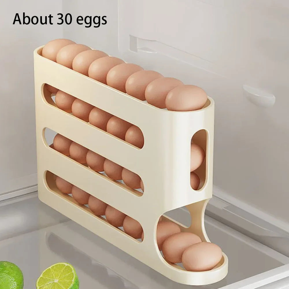 Egg dispenser 4-layer automatic rolling egg rack refrigerator egg storage box container Kitchen refrigerator storage device