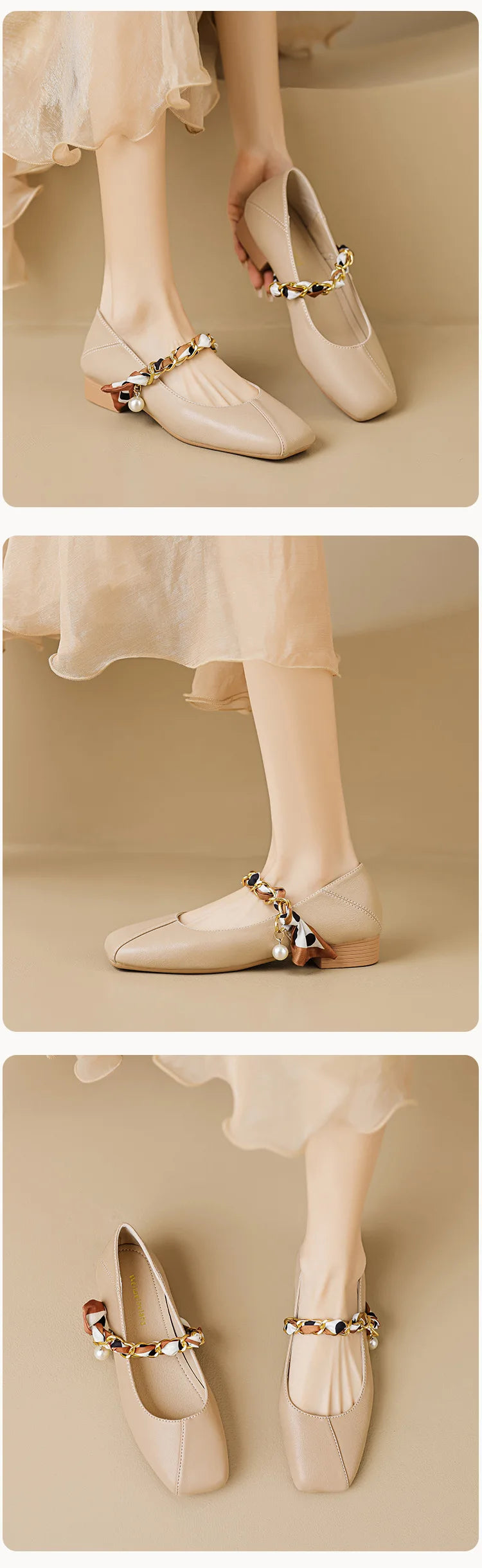 2023 spring and autumn women's shoes High heel Korean style fashion pearl design career and party wear Ladies Casual Mary Jane