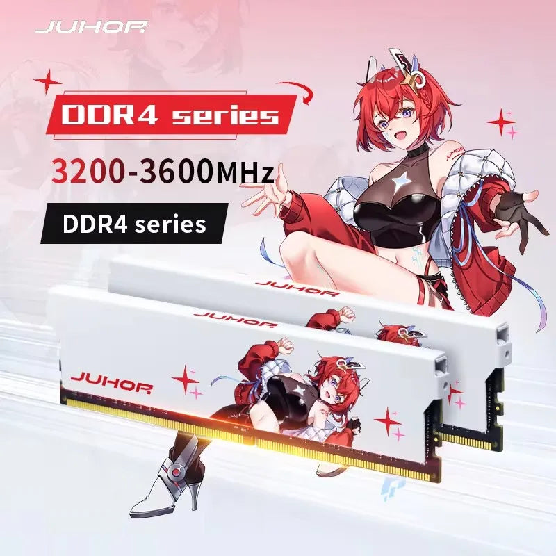 JUHOR Memoria Ram ddr4 8GB 16GB 3200MHz 3600MHz DIMM Desktop Gaming Memory RAMS with White Heat Sink