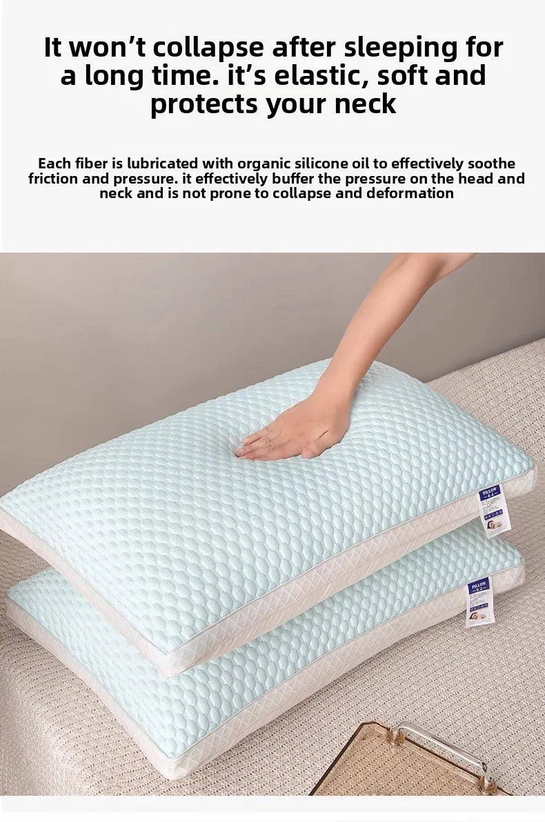 1PC Summer Cooling Ice Silk Pillow Breathable Mesh Edges 3D Ergonomic Cervical Support Pillow Core for Home Hotel 2025 New
