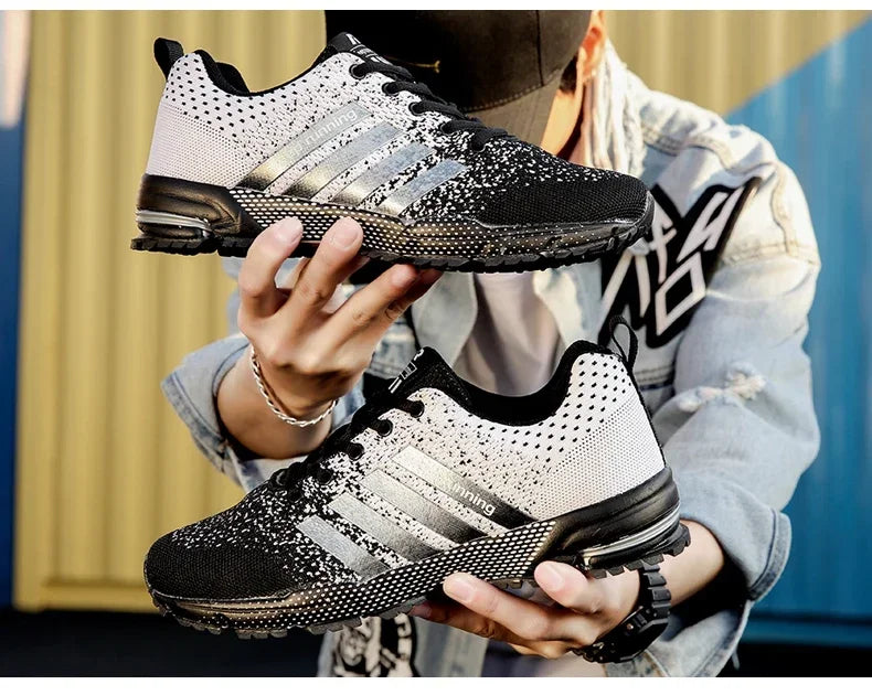 Men Sneakers Fashion Breathable Mesh Comfortable Black Sports Shoes Anti-Slip Outdoor Casual Running Mens Shoe Zapatillas Hombre