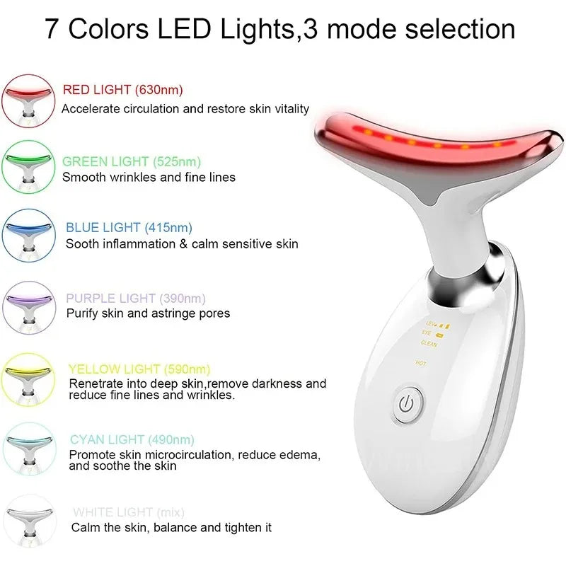 7 Colors Anti Wrinkle Facial Massager Neck Face Beauty Device Skin Tighten Lift Device