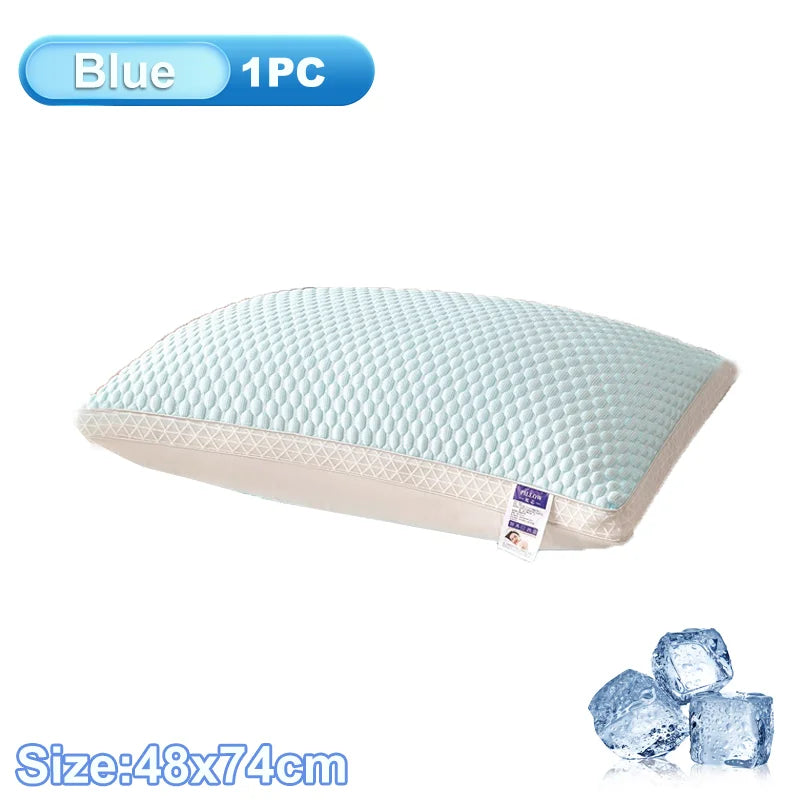 1PC Summer Cooling Ice Silk Pillow Breathable Mesh Edges 3D Ergonomic Cervical Support Pillow Core for Home Hotel 2025 New