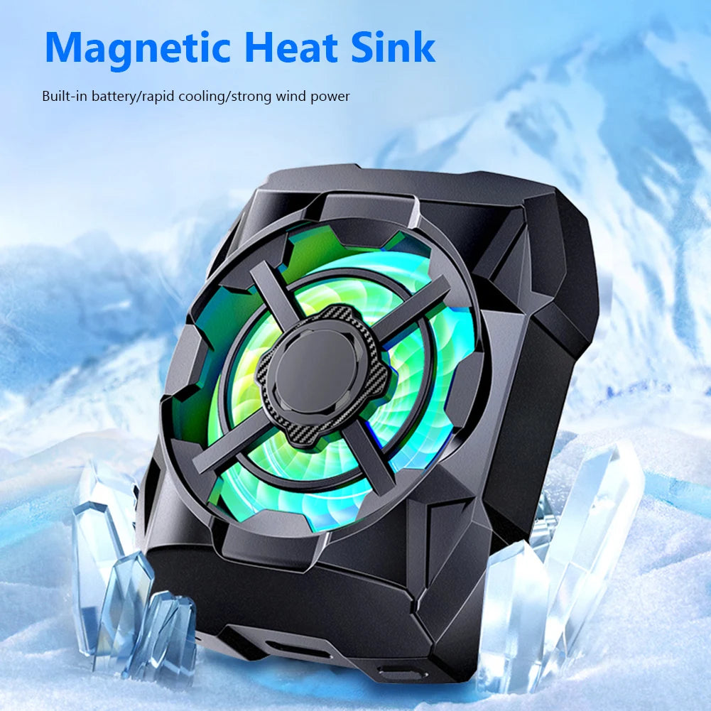 Portable Phone Cooler Rechargeable 3 Speeds Adjustable Mobile Phone Radiator Wireless Magnetic for Playing Games Watching Videos
