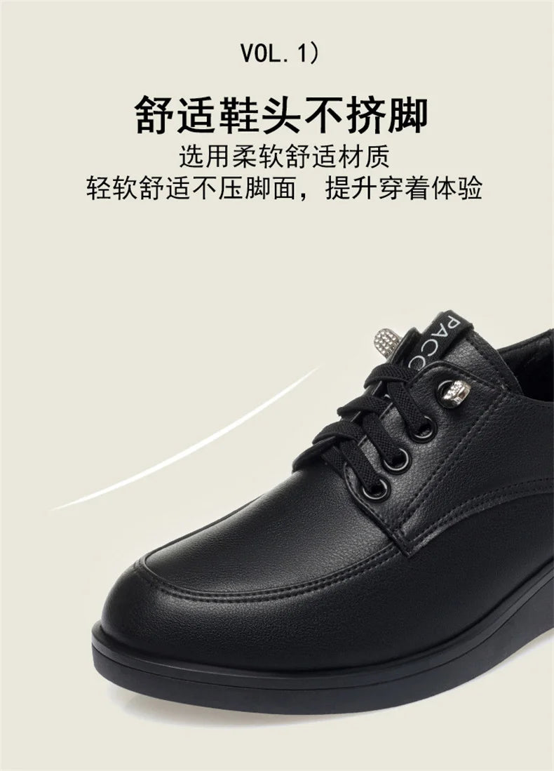 Spring Autumn New Fashion Women's Solid Thick Sole Flat Casual Breathable Walking Running Soft Leather Single Shoes Versatile