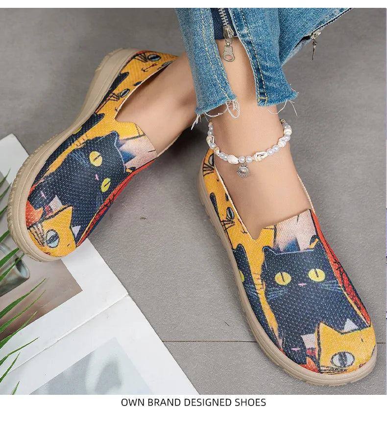Women's Spring Casual Shoes Large Size Color Matching Cloth Shoes One Pedal