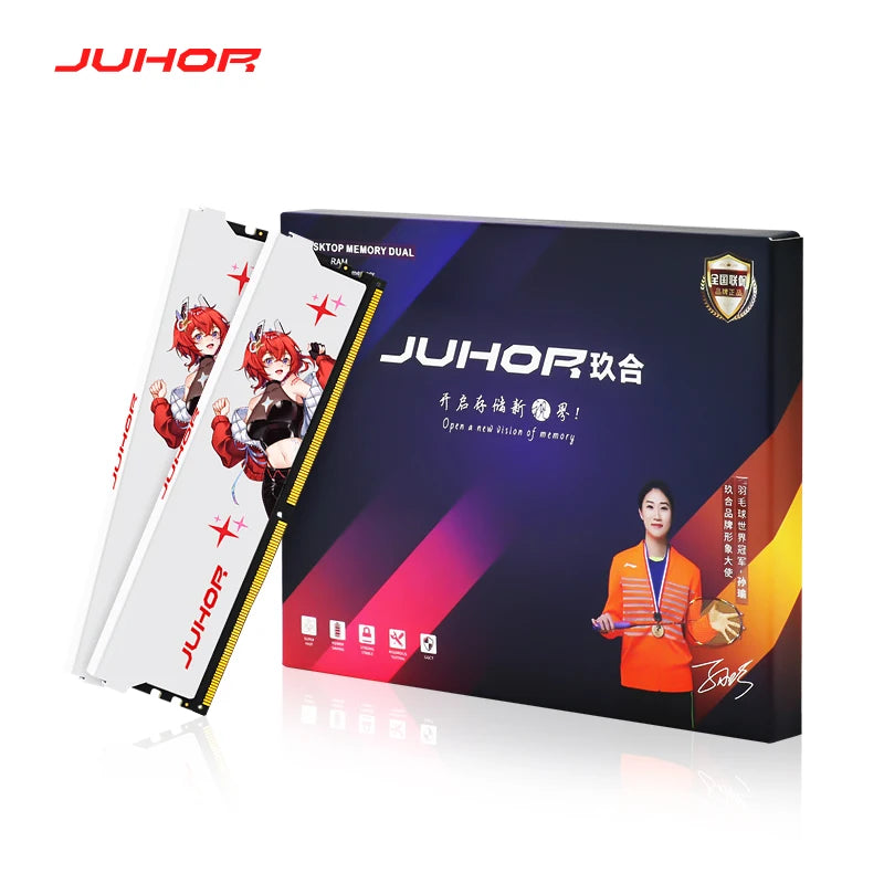 JUHOR Memoria Ram ddr4 8GB 16GB 3200MHz 3600MHz DIMM Desktop Gaming Memory RAMS with White Heat Sink