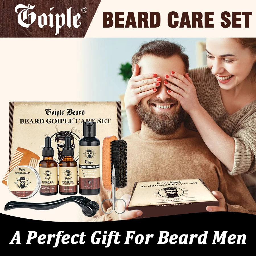 Men Beard Care Gift Facial Hair Cleanse Shampoo Moisturizing Nourishing Conditioner Whiskers Husband Boyfriend Surprise Gift Box