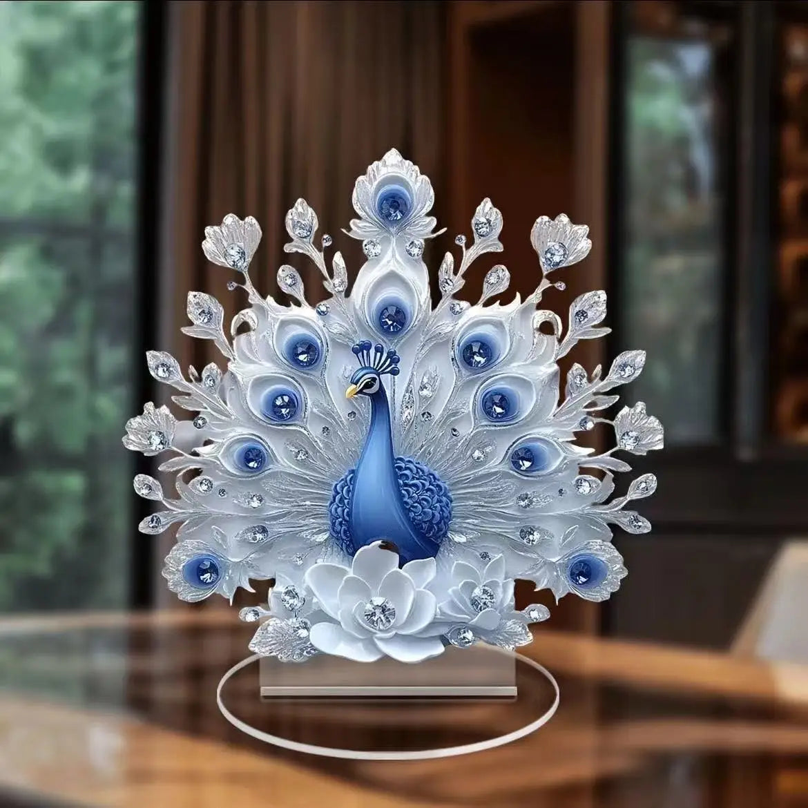 Acrylic White Crystal Dragon Statue 2D Flat Cool Figurine Office Cafe Living Room Studio Display Table Ornament Gift Home Decor