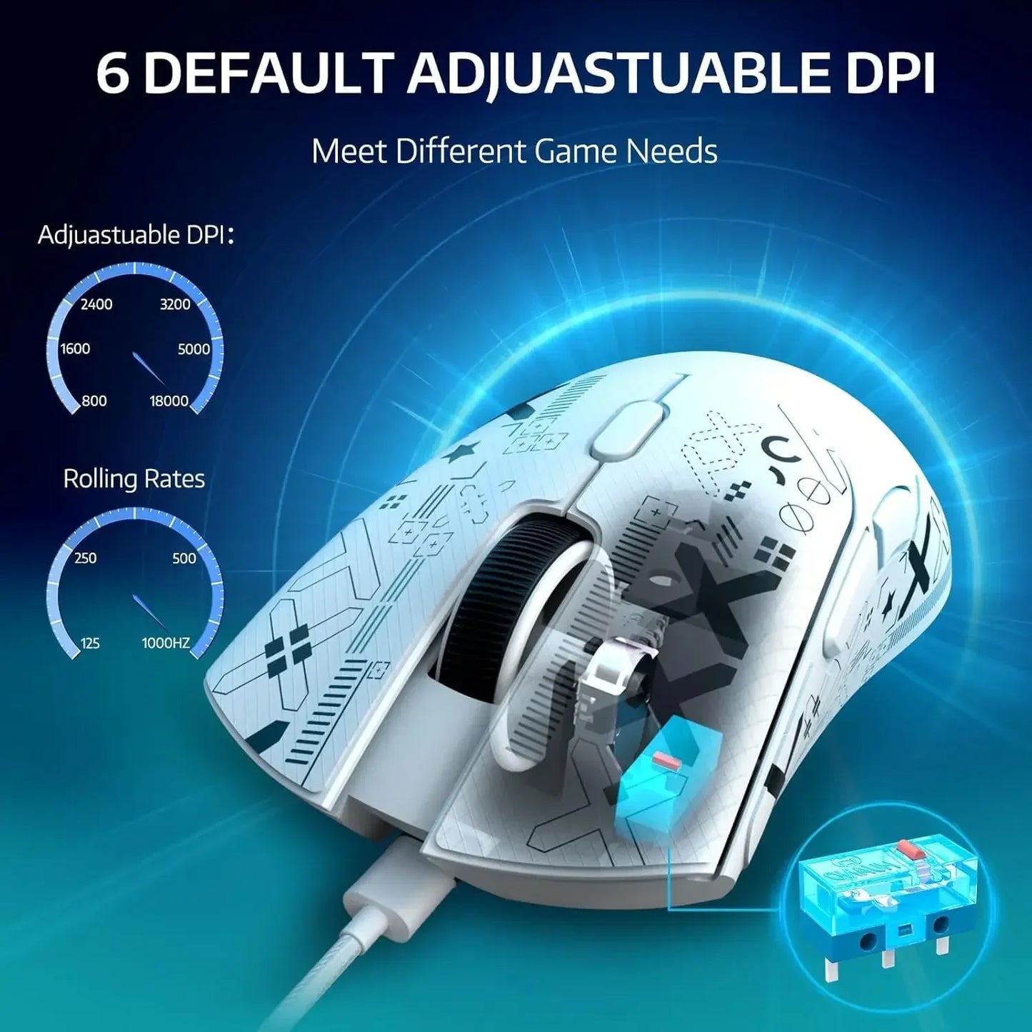 Original ATTACK SHARK R1 Wireless Gaming Mouse,Tri-Mode Connection (2.4G/Wired/BT5.2),55g Lightweight, for PC/Laptop/Win/Mac