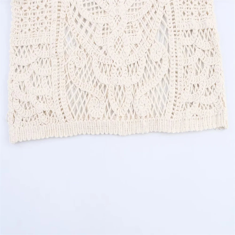 New summer women's clothing sweet and elegant casual hollow-out knitted shirt