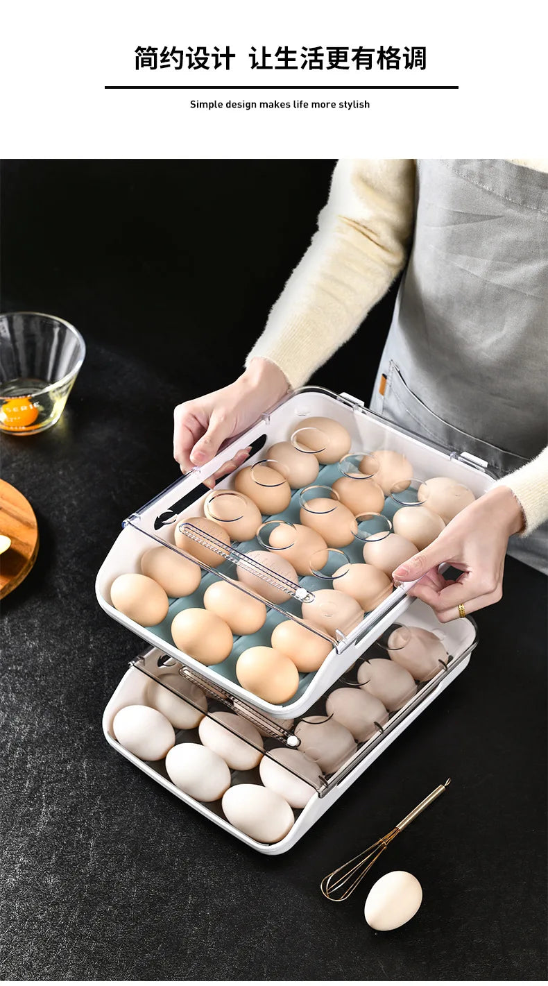 Refrigerator Egg Storage Box Kitchen Refrigerator Home Preservation Storage Box Plastic Stackable Egg Carton Multi-layer Tray