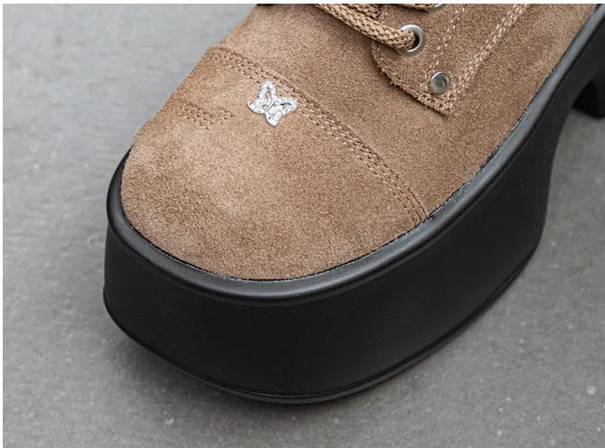 Fujin 11cm New Synthetic Suede Leather Pumps Fashion Comfy Spring Autumn Microfiber Chunky Sneakers Women Platform Wedge Shoes