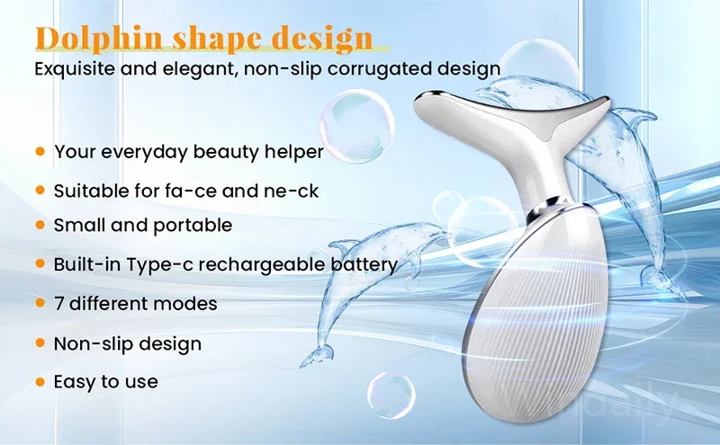 7 Colors Anti Wrinkle Facial Massager Neck Face Beauty Device Skin Tighten Lift Device