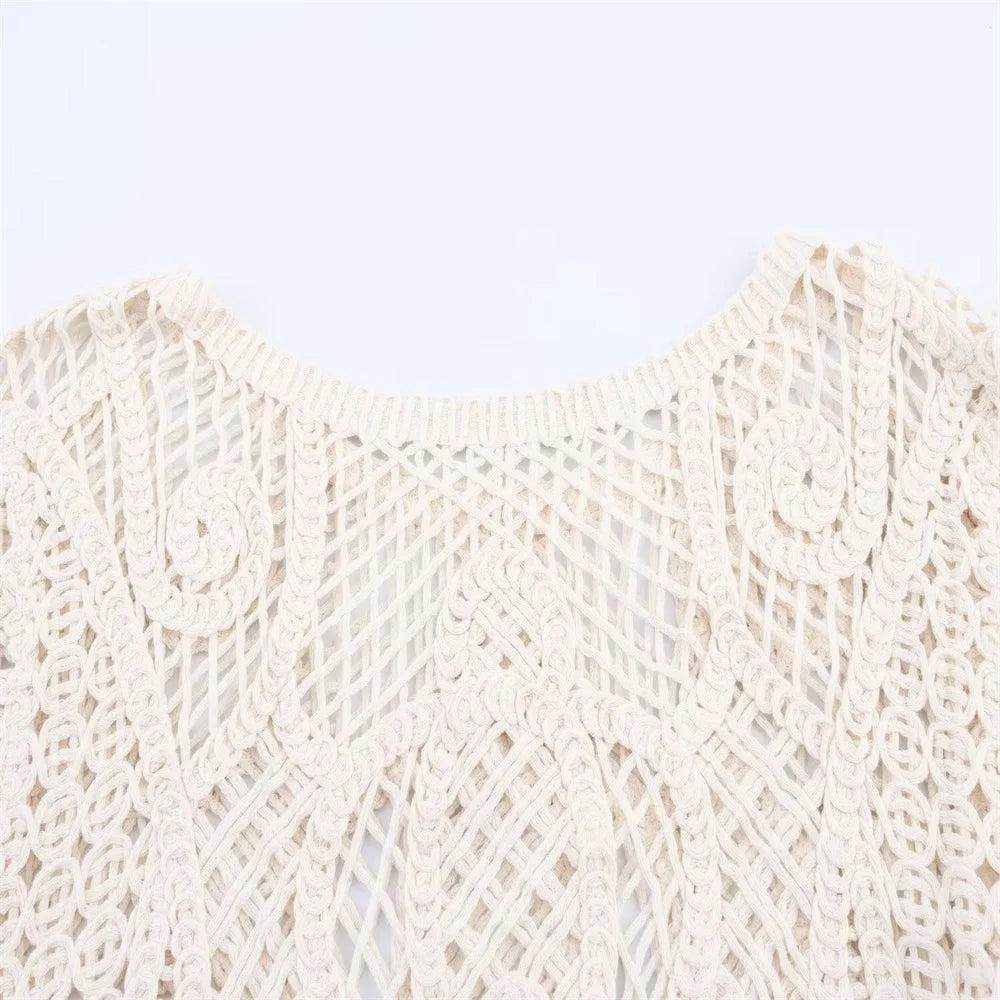 New summer women's clothing sweet and elegant casual hollow-out knitted shirt