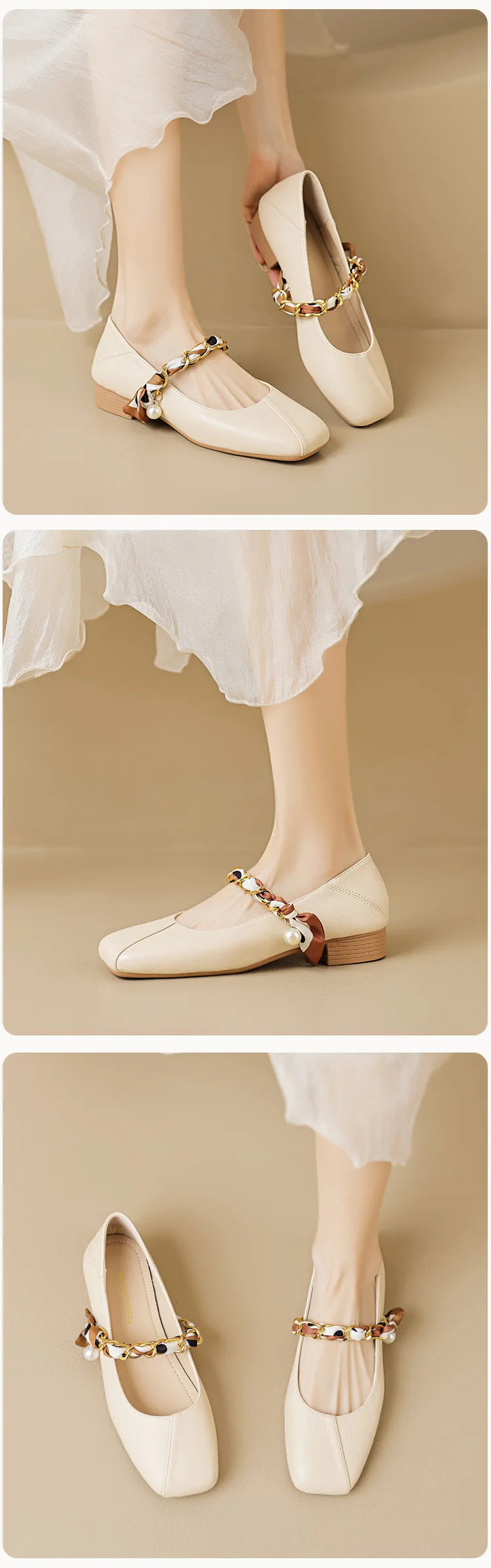 2023 spring and autumn women's shoes High heel Korean style fashion pearl design career and party wear Ladies Casual Mary Jane