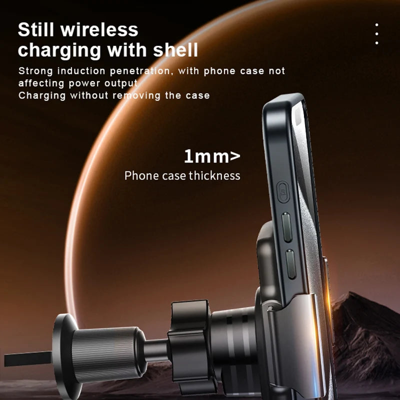 120W Magnetic Charger Car Phone Holder 15W Fast Wireless Charging Autocar Phone Stand Touch Control Lights for iPhone Xiaomi