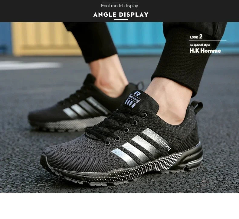 Men Sneakers Fashion Breathable Mesh Comfortable Black Sports Shoes Anti-Slip Outdoor Casual Running Mens Shoe Zapatillas Hombre