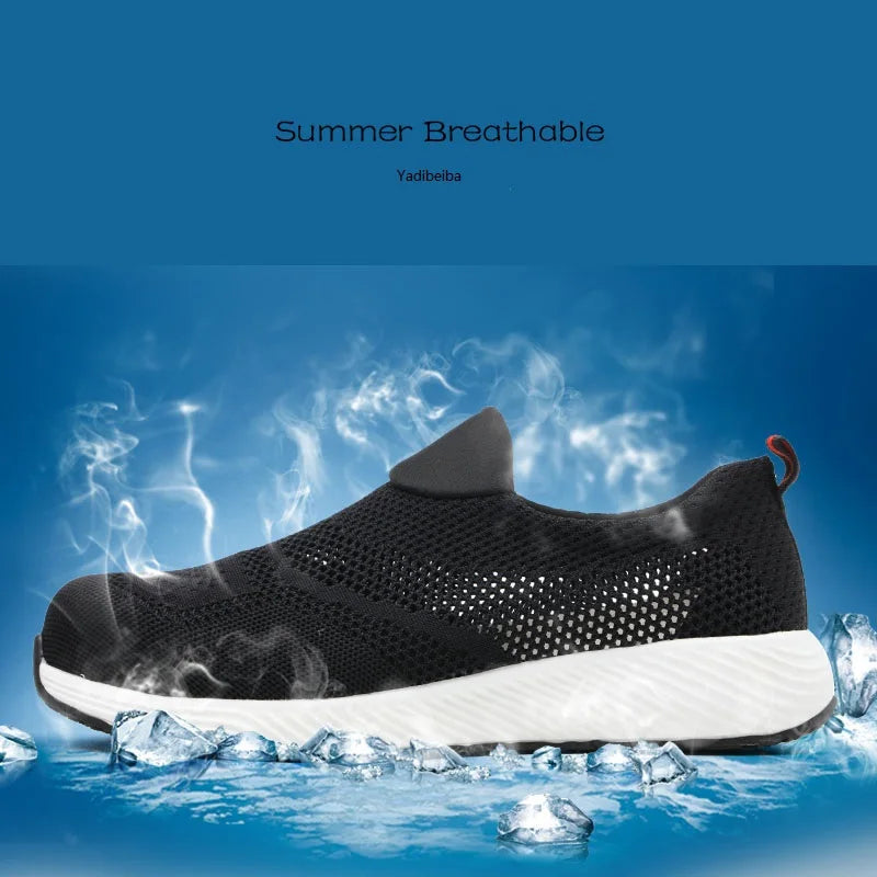 Summer Breathable Work Safety Shoes Men Women Work Sneakers Light Steel Toe Indestructible Shoes Anti-Smashing Safety Work Boots