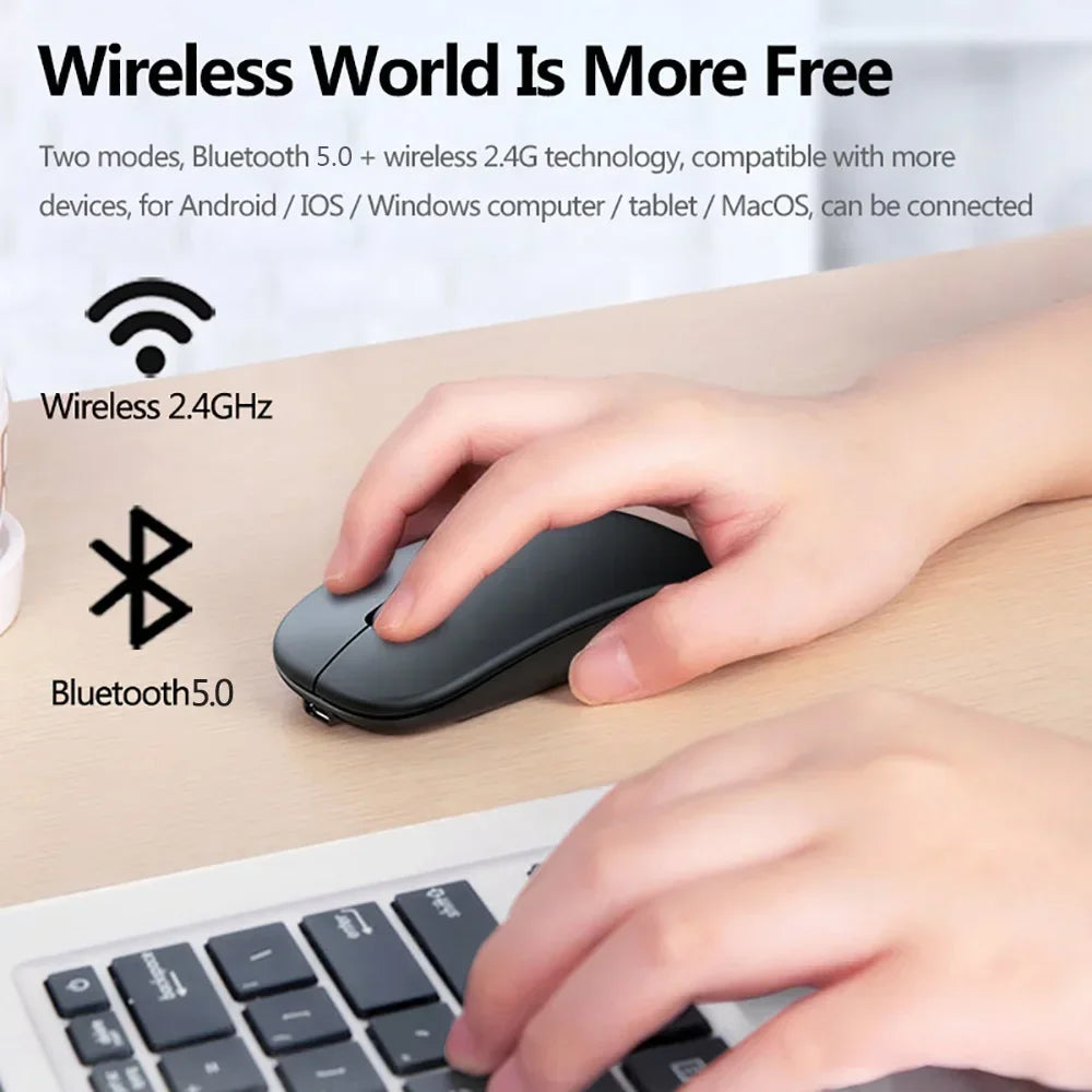 2025New Bluetooth Wireless Mouse USB Optical Rechargeable Mouse for Computer Laptop PC Macbook Gaming Mouse Gamer 2.4GHz 1600DPI