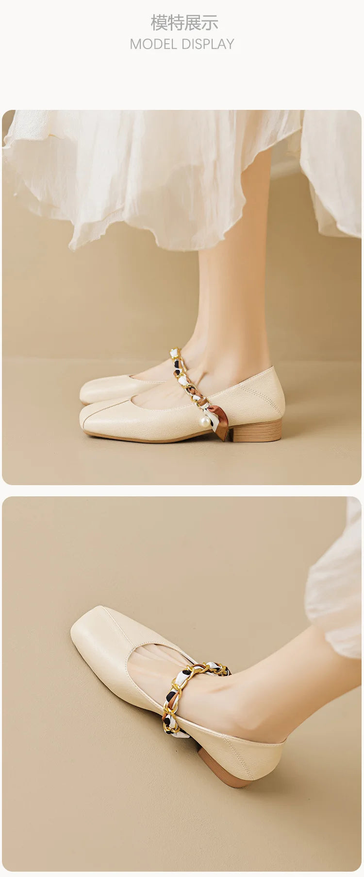 2023 spring and autumn women's shoes High heel Korean style fashion pearl design career and party wear Ladies Casual Mary Jane