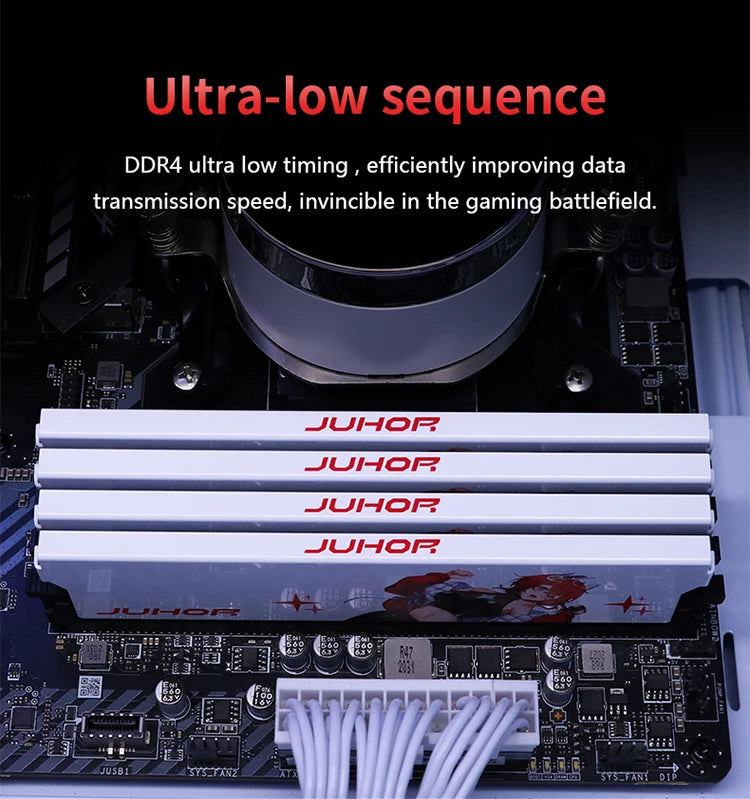 JUHOR Memoria Ram ddr4 8GB 16GB 3200MHz 3600MHz DIMM Desktop Gaming Memory RAMS with White Heat Sink