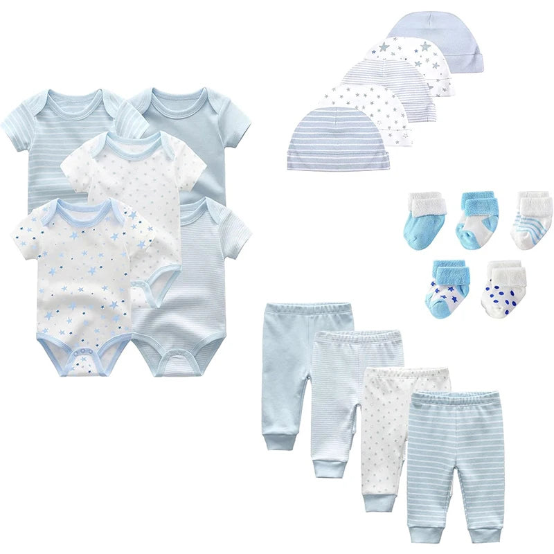 Unisex Fashion Bodysuit Set for Baby Boys and Girls Bodysuit and Accessories 19 Pack Comfortable Babywear Newborn Set