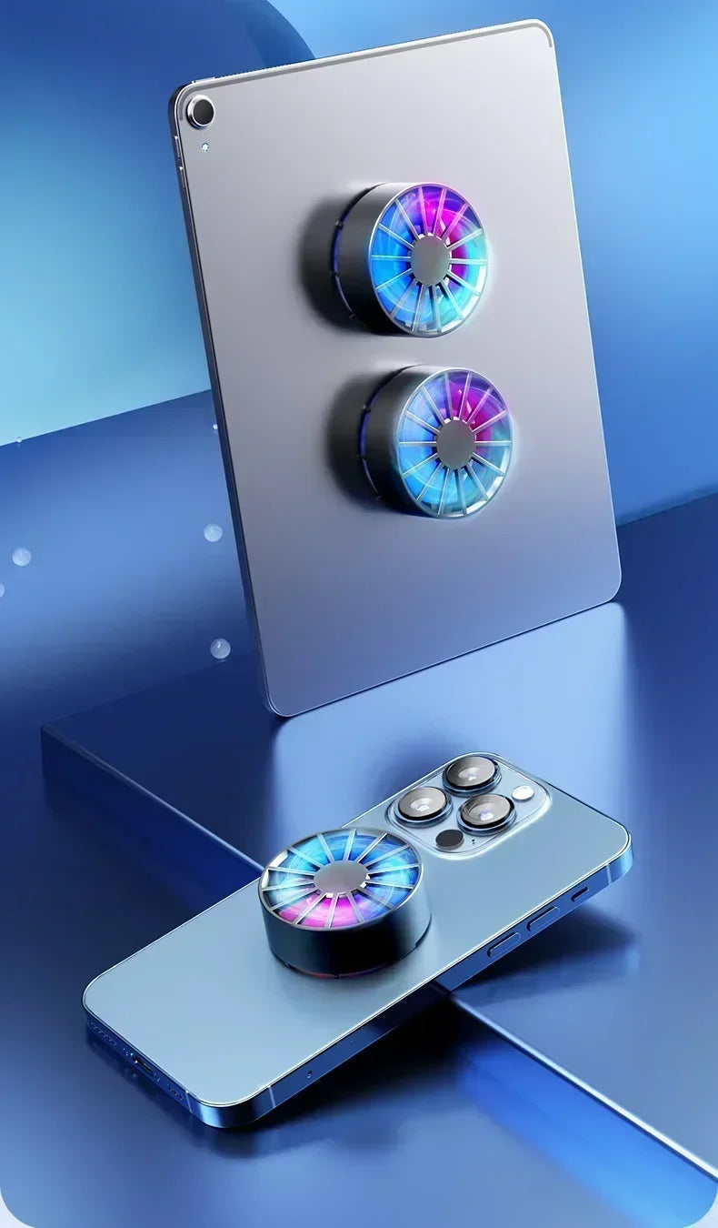 Phone Radiator RGB Light Air-cooled Light Weight Magnetic Low Noise Cooling Fan for Phone Tablet PUGB Genshin Game Fast Cooling
