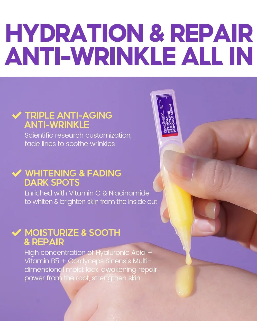 Retinol + Pro-xylane Ampoule serum Repairs Strengthens The Skin And Diminishes Fine Lines Face Beauty Skin Care 15pcs