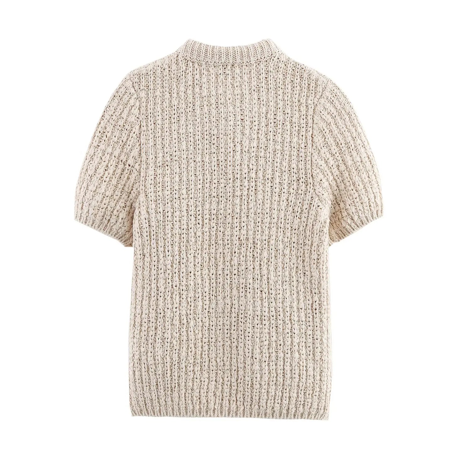 Spring 2025 new women's wear: Sweet transparent tulle bow decorated short-sleeved knitted top