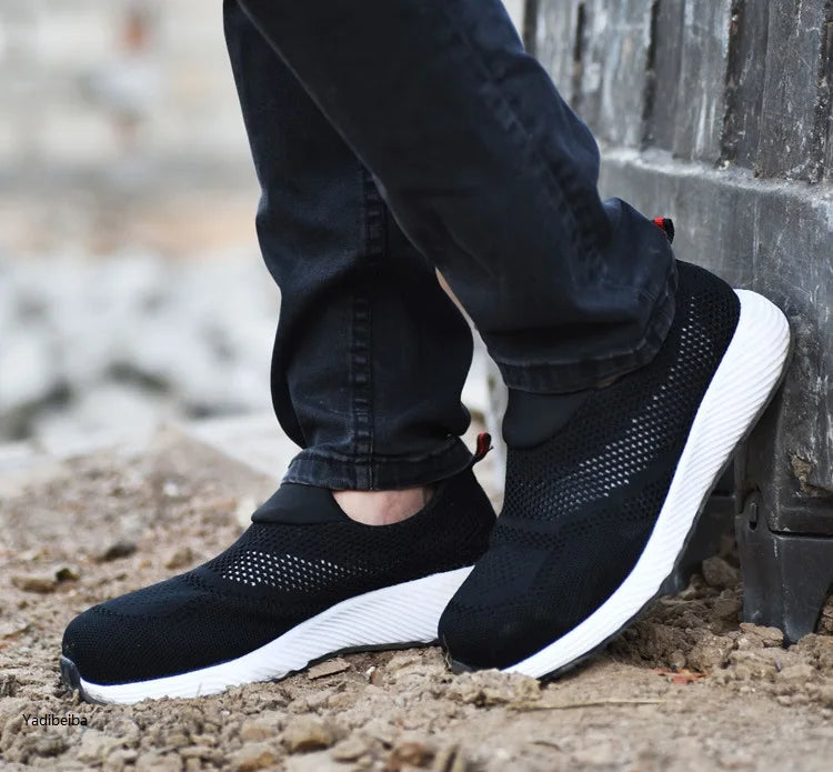 Summer Breathable Work Safety Shoes Men Women Work Sneakers Light Steel Toe Indestructible Shoes Anti-Smashing Safety Work Boots