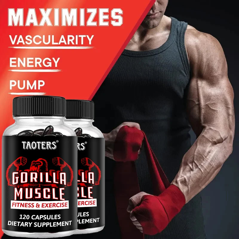 GORILLA MUSCLE CAPSULES - for Fitness and Exercise, Build Muscle and Endurance, Promote Blood Circulation and Recovery