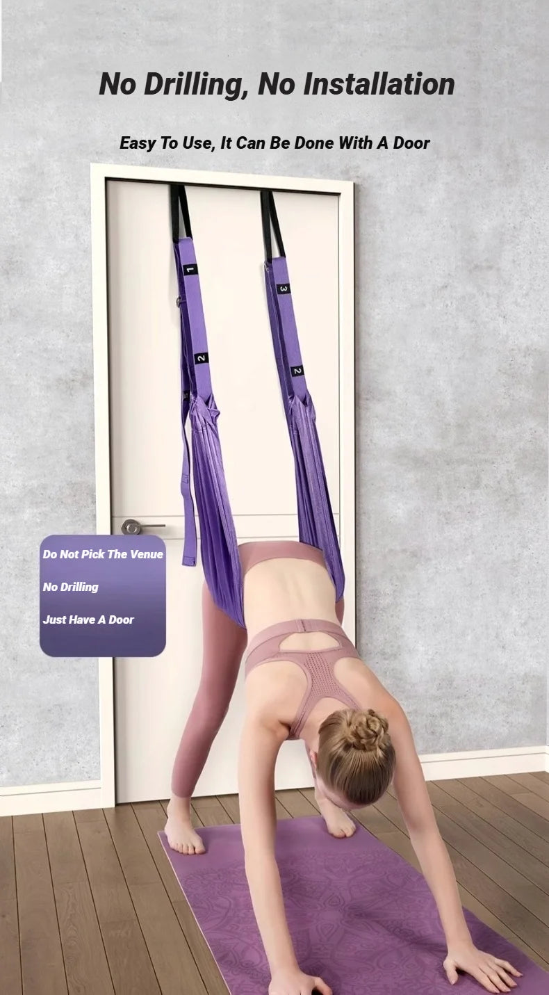 Adjustable Aerial Air Yoga Strap Pull Rope Women Hanging Hammock Stretch Leg Splits Trainer Female Gym Belt Stretching Fitness