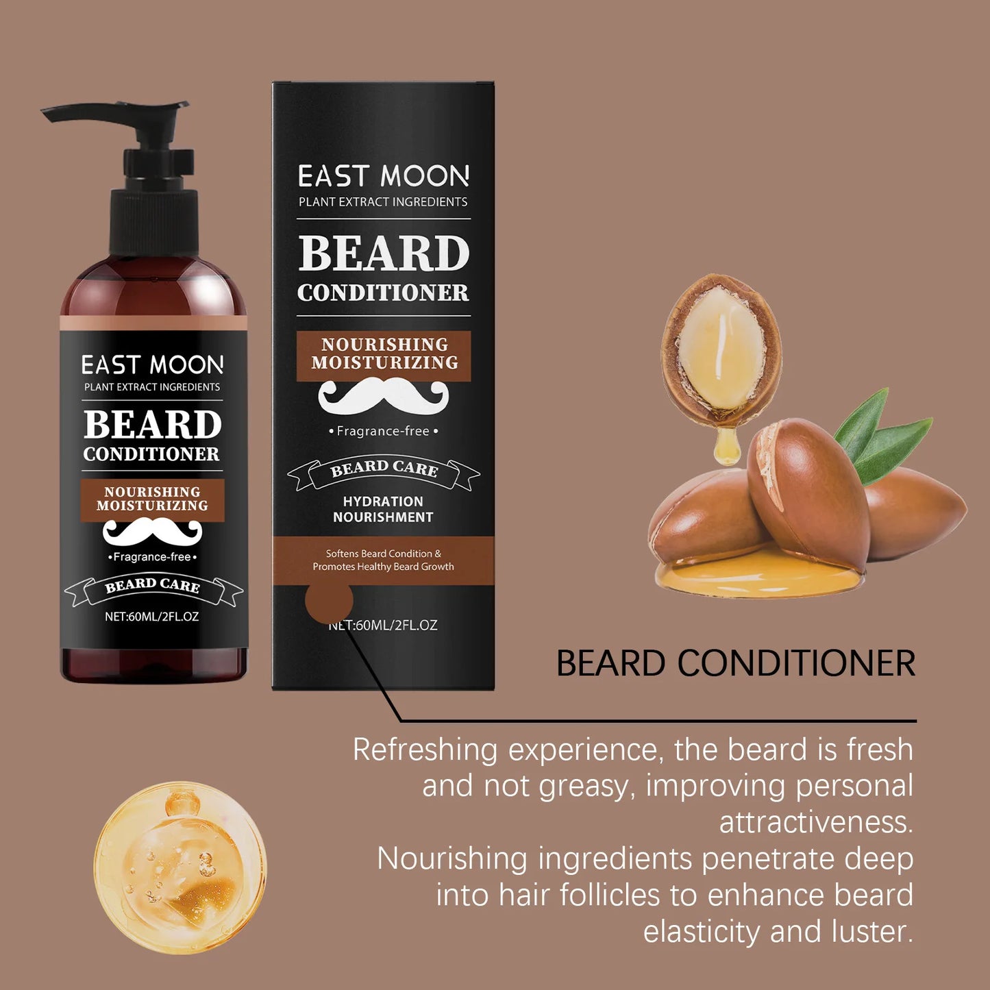 60ml Men Beard Nourishing Conditioner Oil Control Deep Moisturize Restore Soften Improve Hair Loss Beard Growth Conditioner