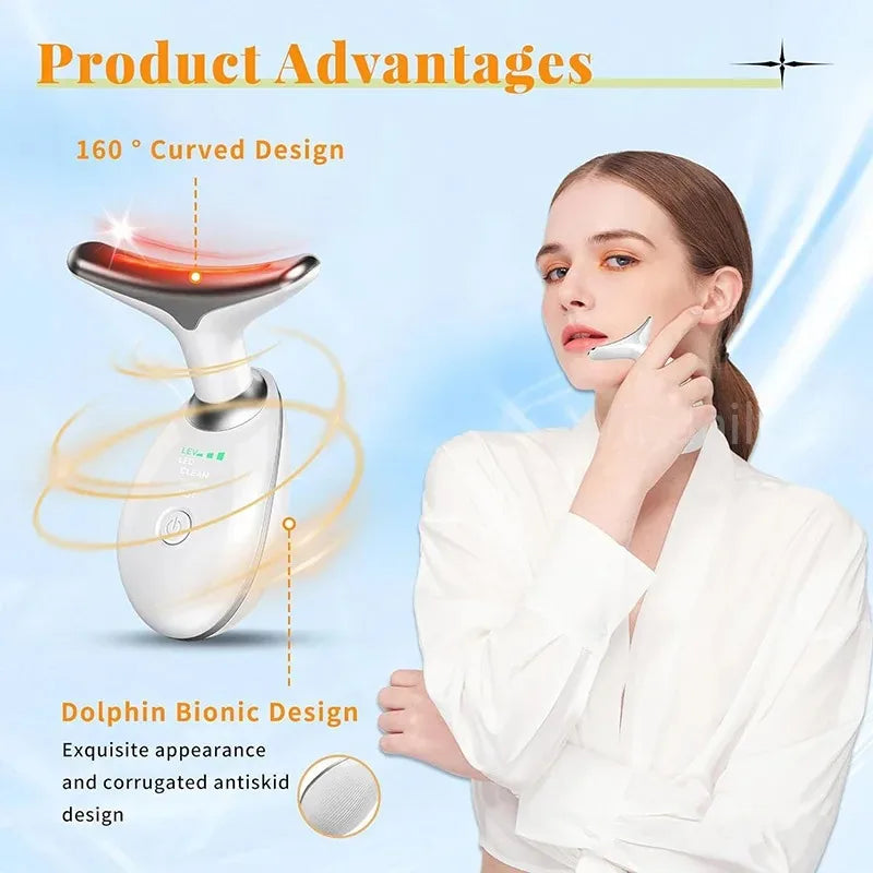 7 Colors Anti Wrinkle Facial Massager Neck Face Beauty Device Skin Tighten Lift Device