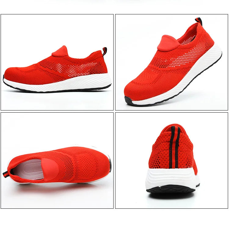 Summer Breathable Work Safety Shoes Men Women Work Sneakers Light Steel Toe Indestructible Shoes Anti-Smashing Safety Work Boots