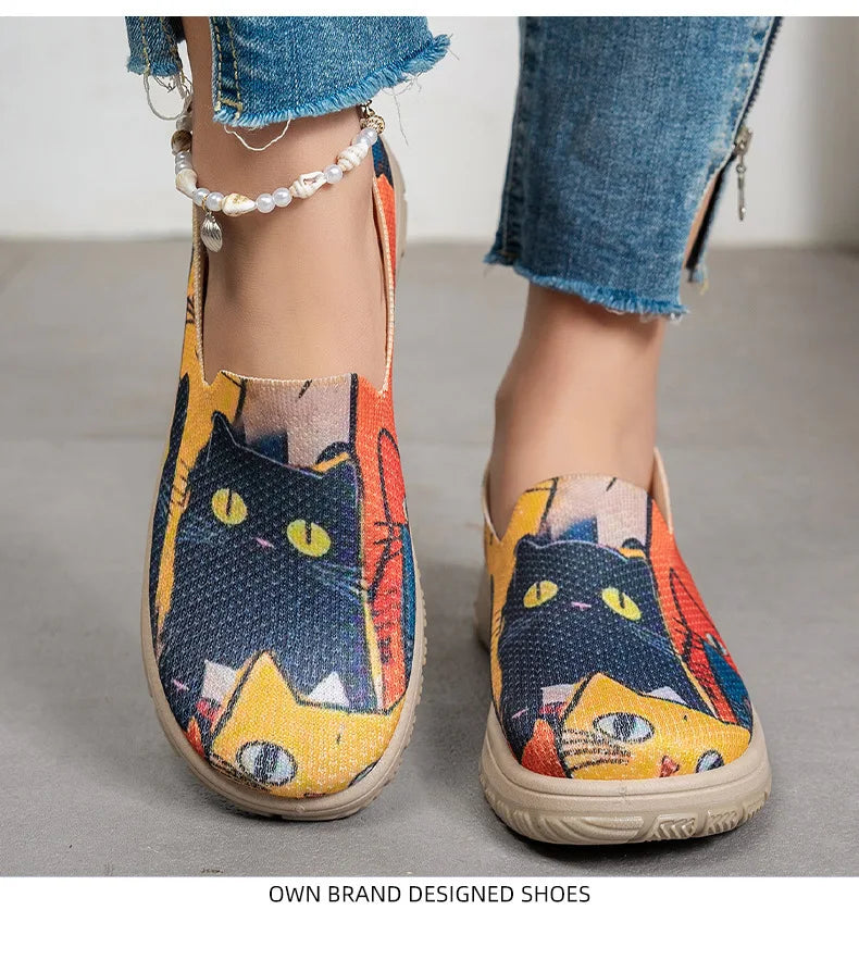 Women's Spring Casual Shoes Large Size Color Matching Cloth Shoes One Pedal