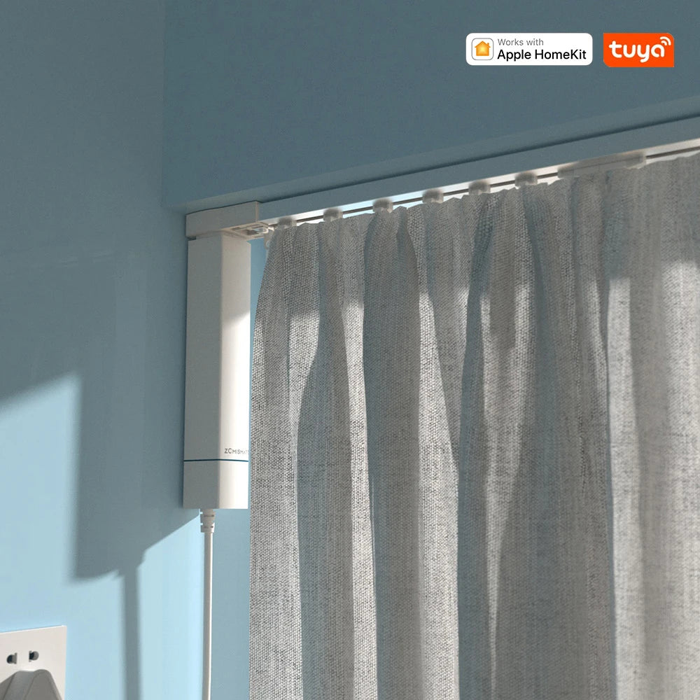 Zemismart WiFi Homekit Smart Electric Curtain Motor with Custom Track Works with Tuya Alexa Google Home Wall Mount Ceiling Mount