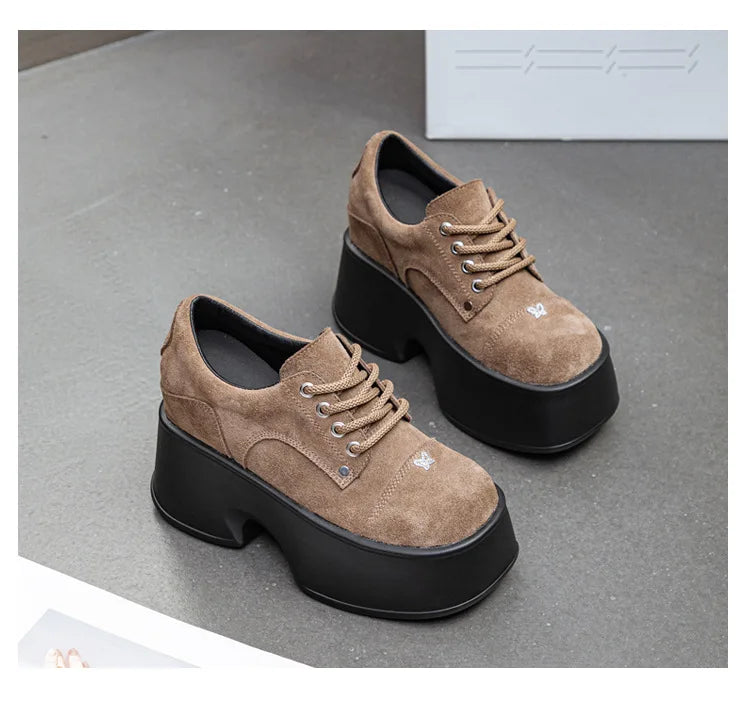 Fujin 11cm New Synthetic Suede Leather Pumps Fashion Comfy Spring Autumn Microfiber Chunky Sneakers Women Platform Wedge Shoes