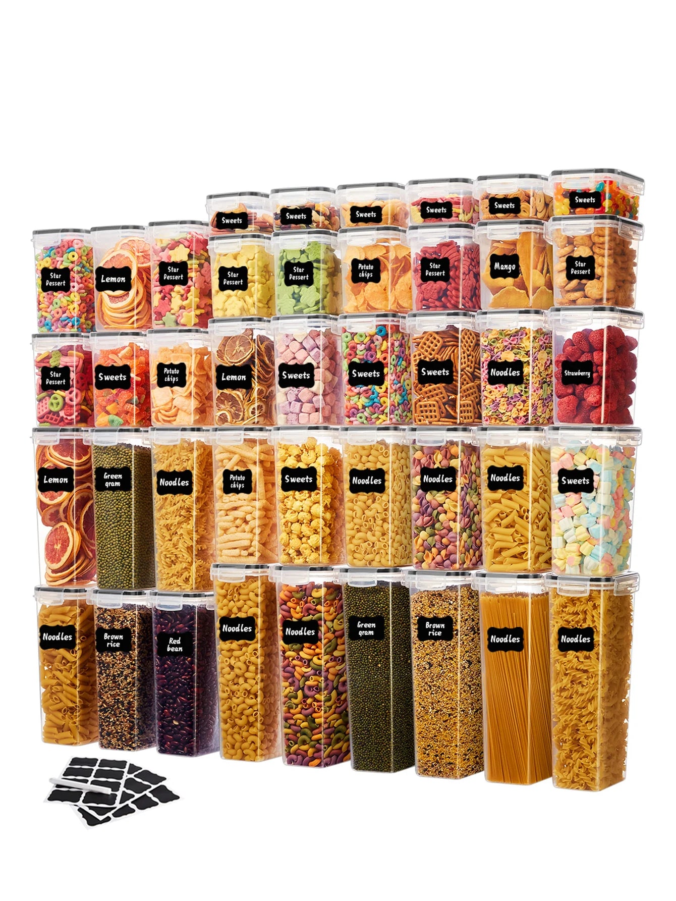 24pcs Airtight food storage containers with LIDS, plastic cookie jars for kitchen pantry organization and storage, including lab