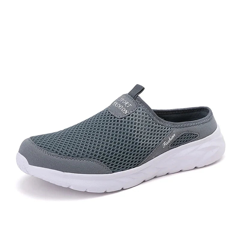 MAEDEF Half Slippers Outdoor High Quality Anti-slip Men Leisure Shoes Mesh Breathable Soft Comfortable Flat-bottomed Slippers